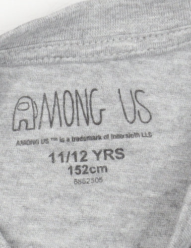 Among Us Unisex Kids Grey Graphic Print T-Shirt 11-12 Years