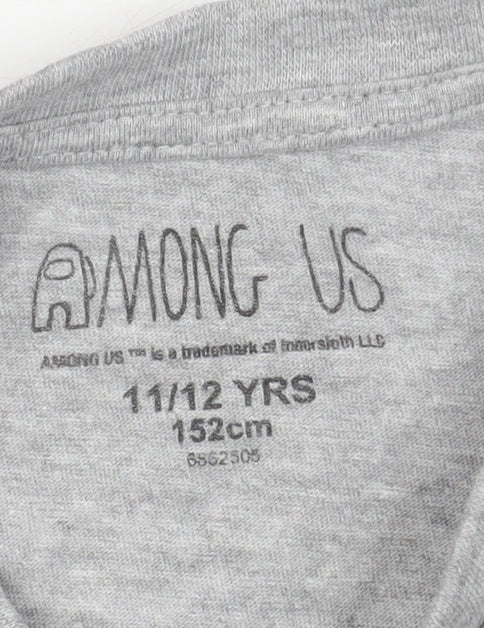 Among Us Unisex Kids Grey Graphic Print T-Shirt 11-12 Years
