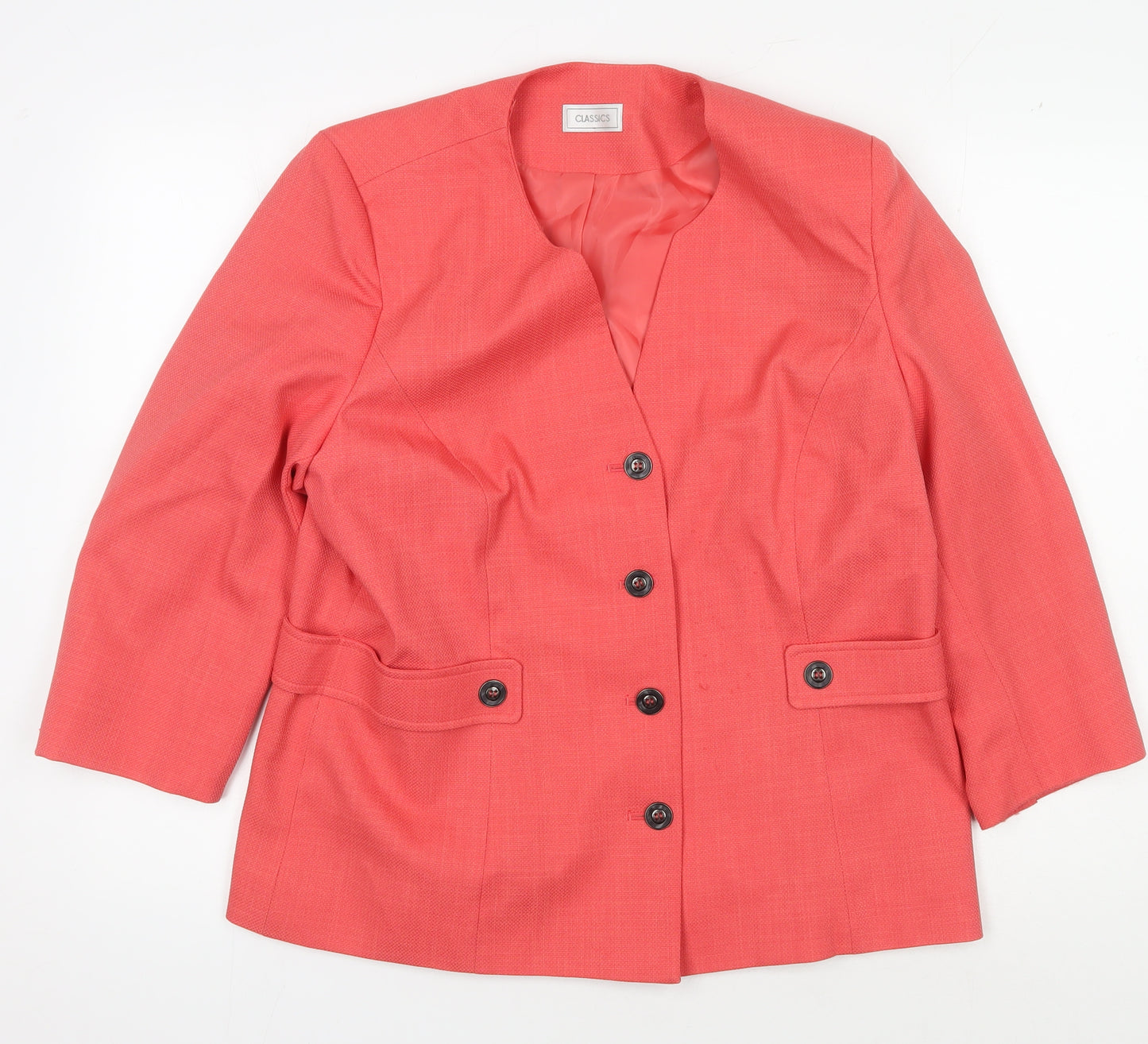 Classics Women's Pink Blazer, Size 16, Single-Breasted
