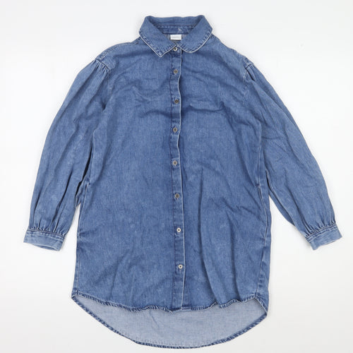 Next Blue Button-Up Collared Shirt for Girls, Size 9 Years