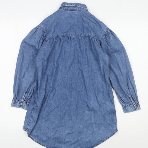 Next Blue Button-Up Collared Shirt for Girls, Size 9 Years