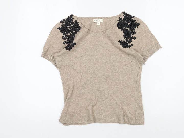 Monsoon Women's Beige Embroidered Blouse M