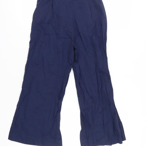 MNG Women's Blue Belted Wide-Leg Trousers Size M