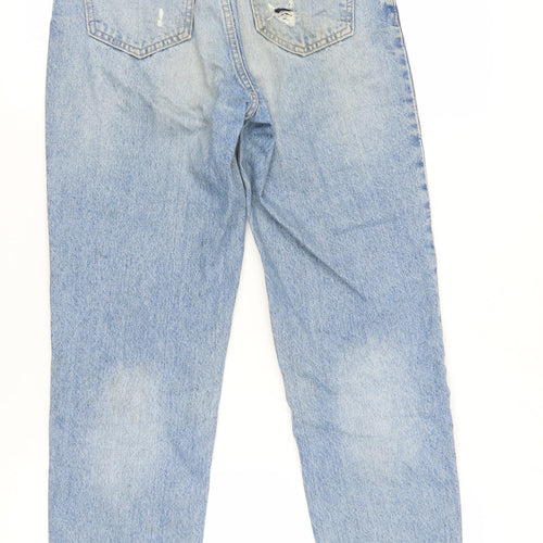 Bershka Women's Blue Mom Jeans Size 6 Distressed