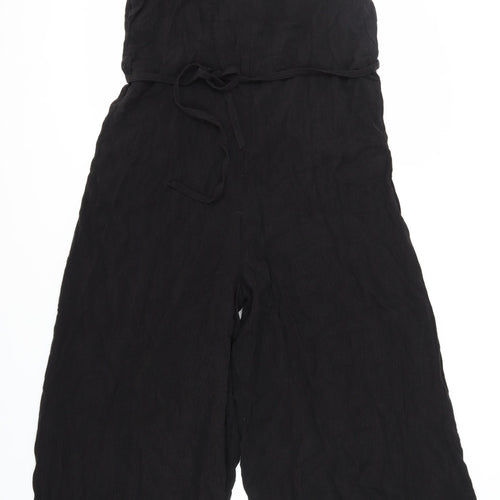 H&M Women's Black Linen Jumpsuit - Size 16