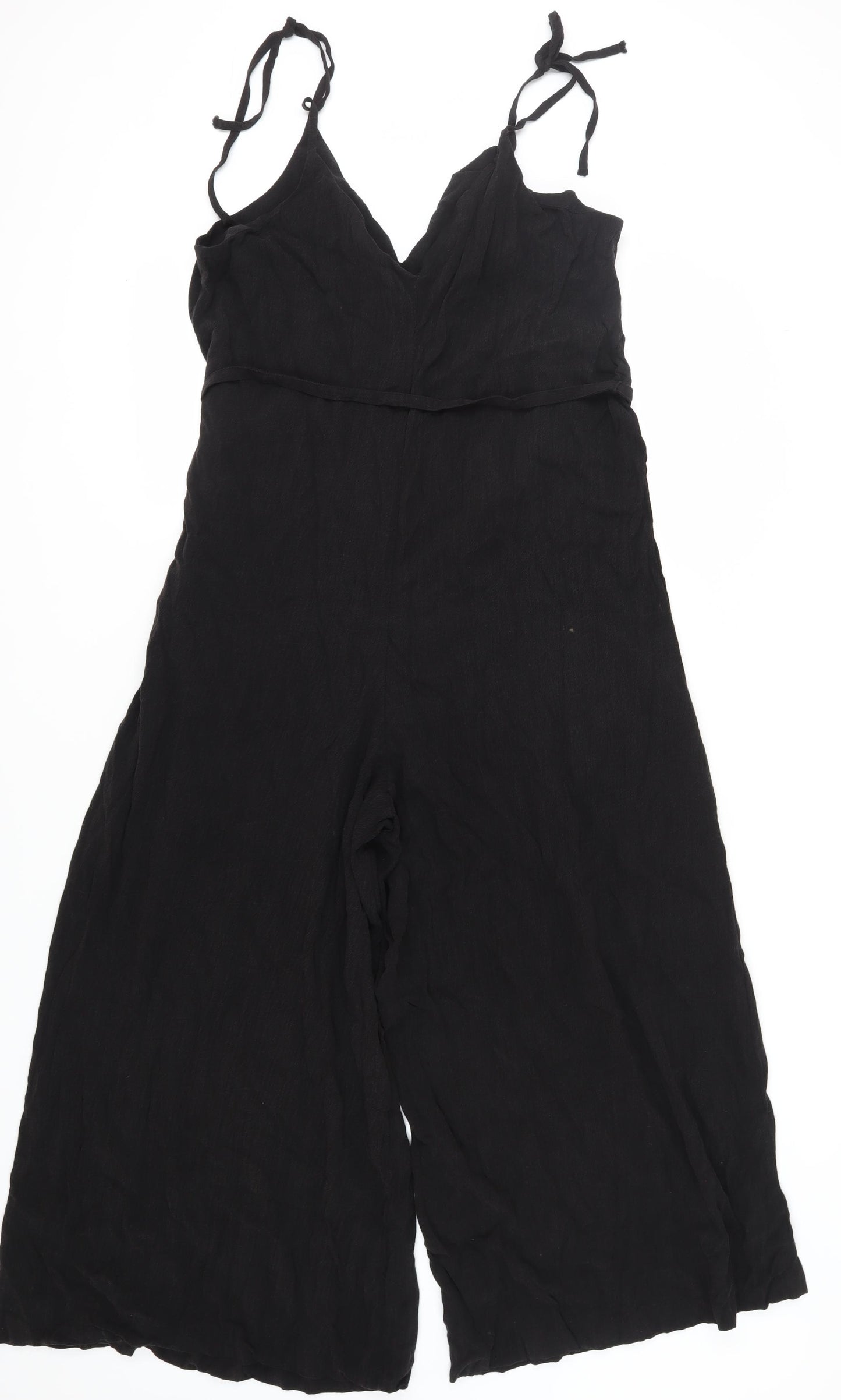 H&M Women's Black Linen Jumpsuit - Size 16