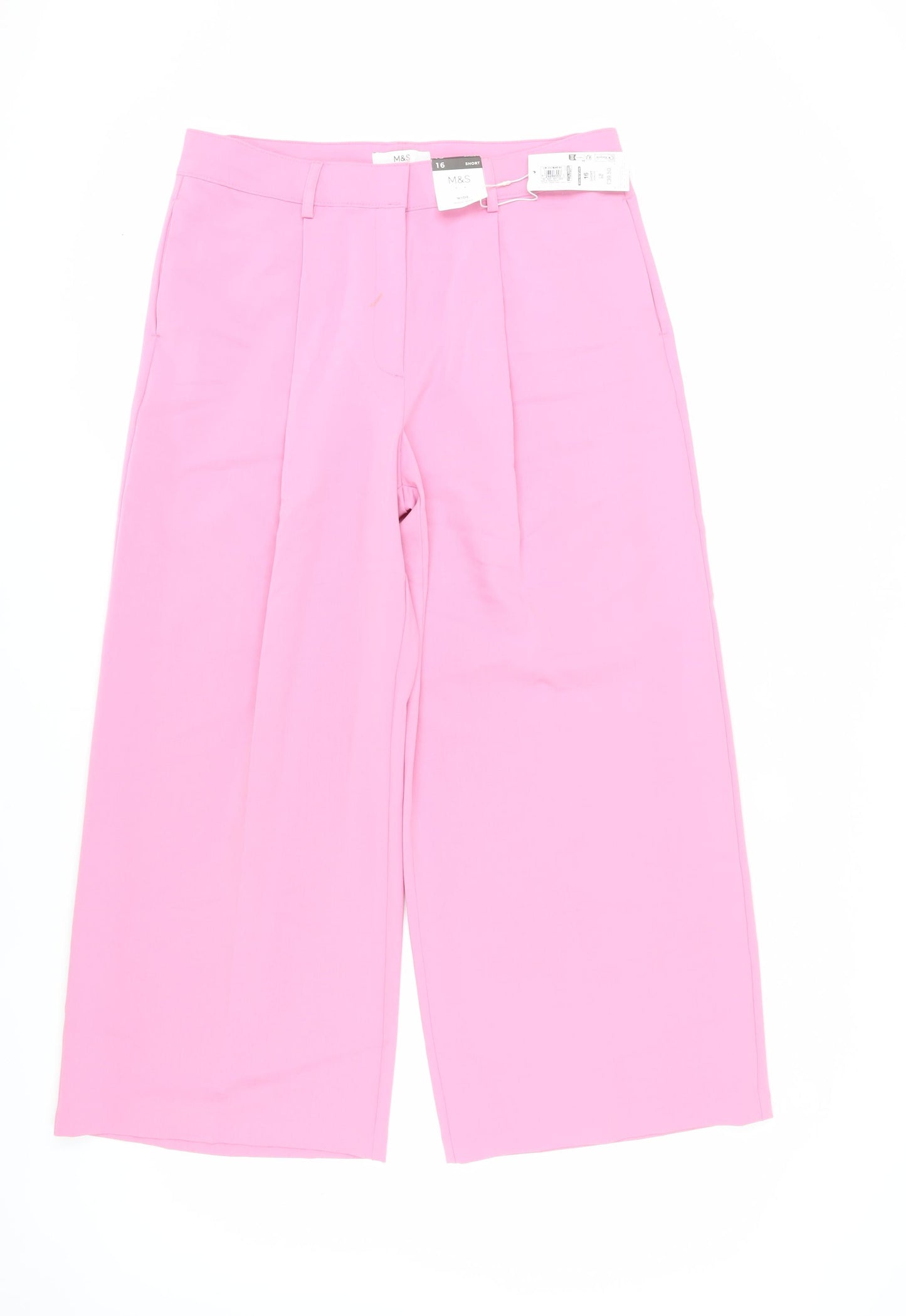 Marks and Spencer Pink Wide-Leg Trousers Size 16