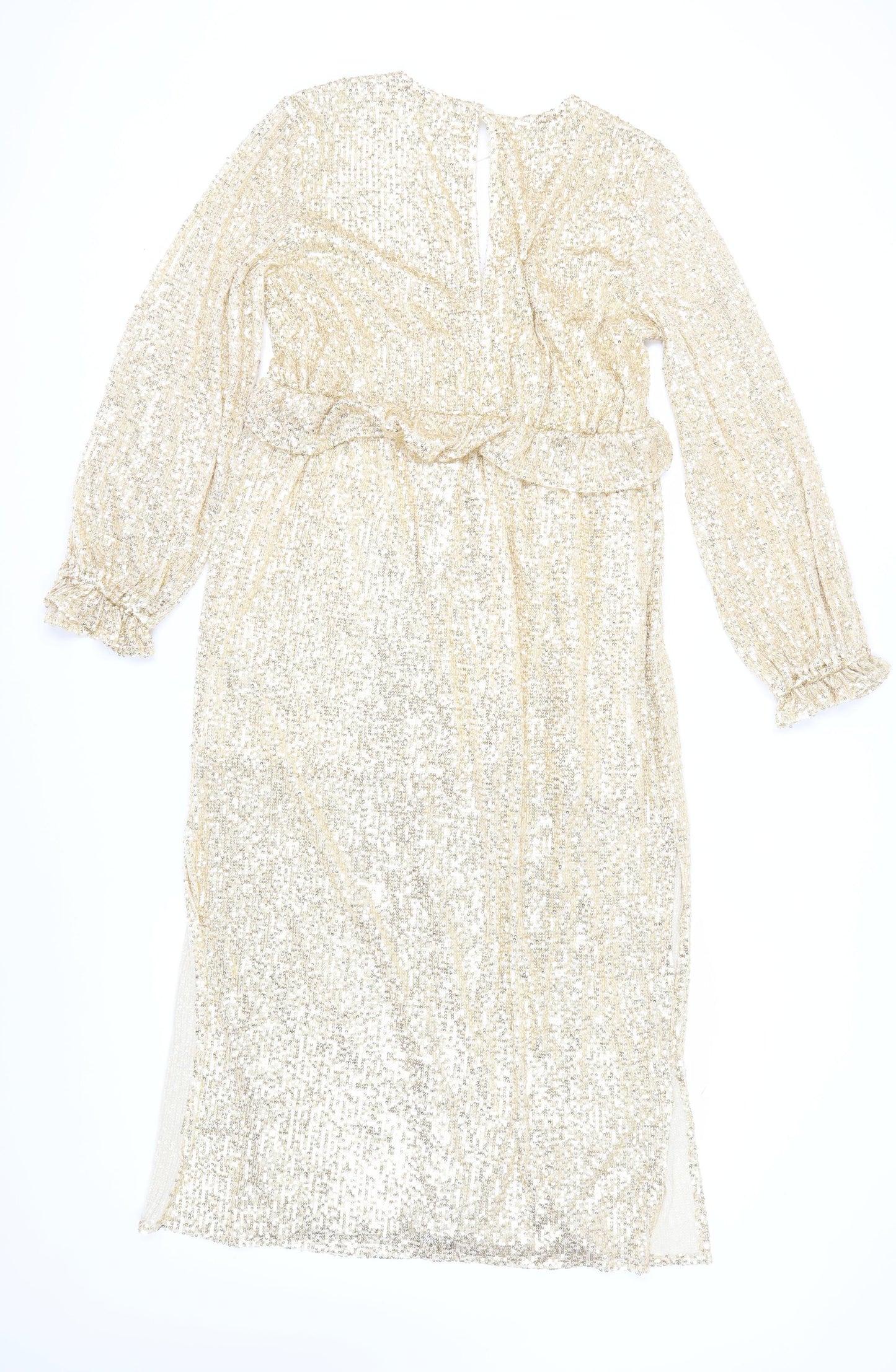 River Island Women’s Gold Sequin Midi Dress Size 14