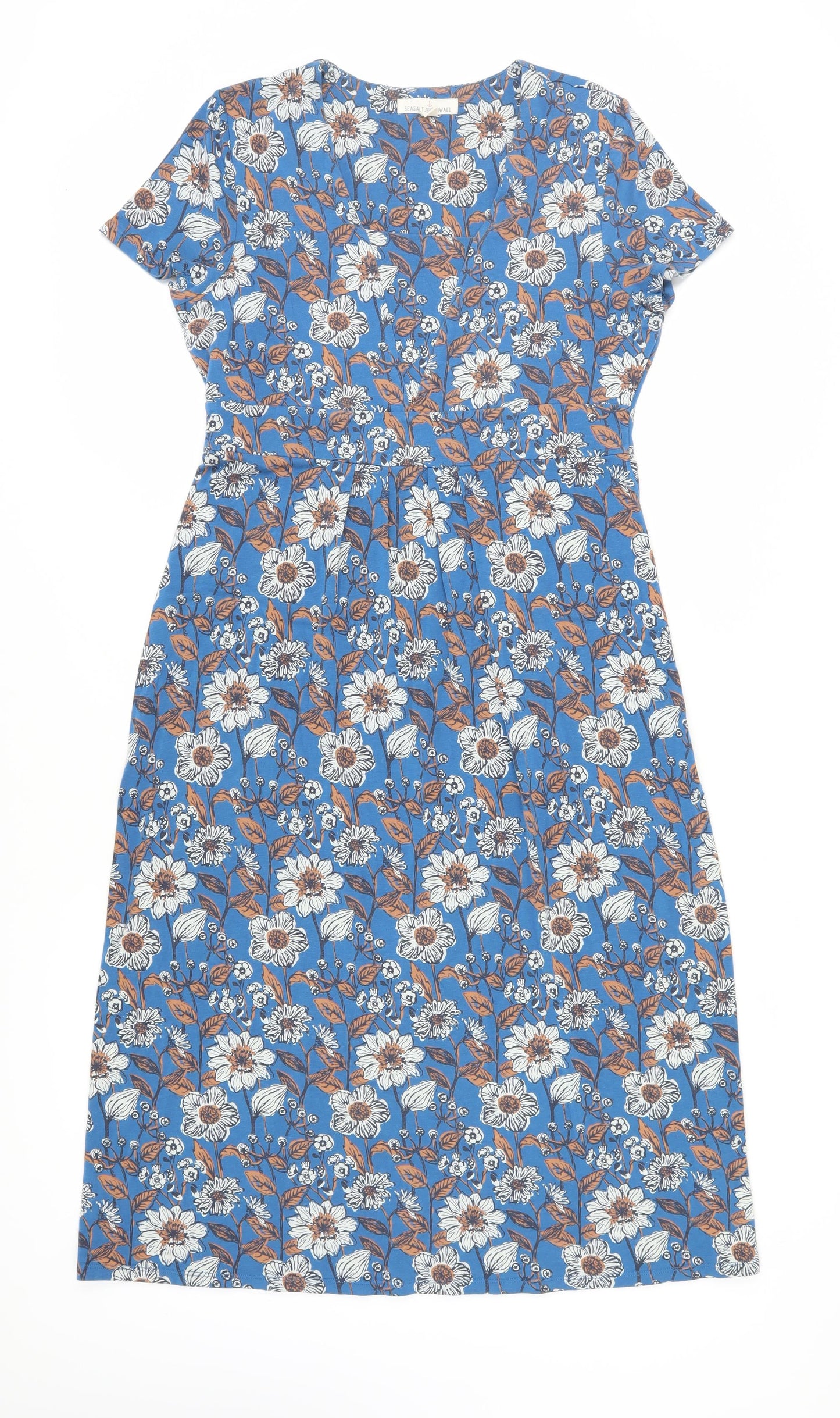 Seasalt Cornwall Women’s Blue Floral Midi Dress Size 14