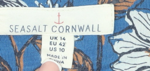 Seasalt Cornwall Women’s Blue Floral Midi Dress Size 14