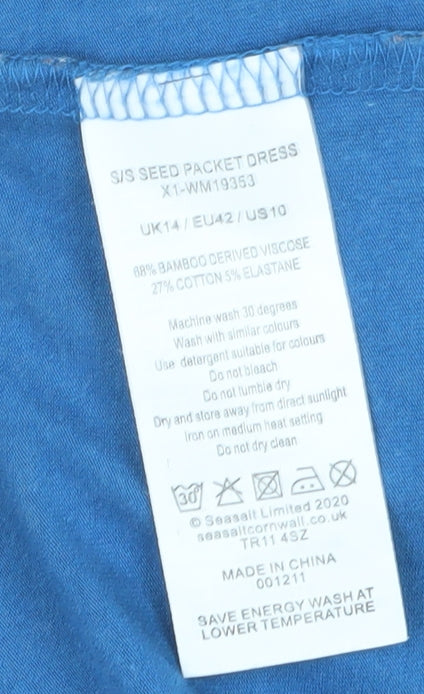 Seasalt Cornwall Women’s Blue Floral Midi Dress Size 14