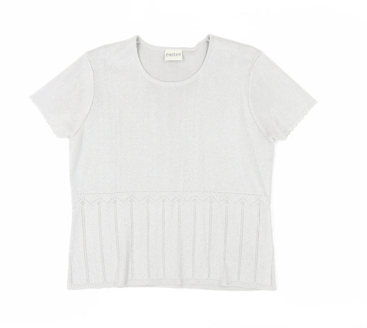 Eastex Women's Grey Short Sleeve Knit Pullover Jumper Size 14