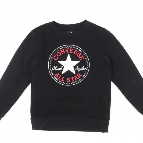 Converse Boys Black Pullover Sweatshirt Logo Design 10-12 Years
