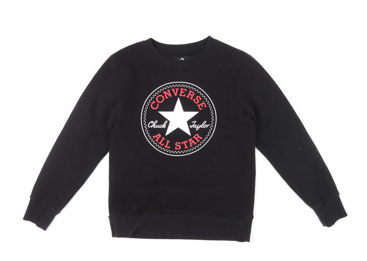 Converse Boys Black Pullover Sweatshirt Logo Design 10-12 Years
