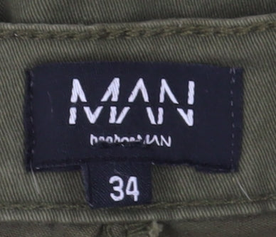 boohooMAN Men's Green Chino Shorts, Size 34
