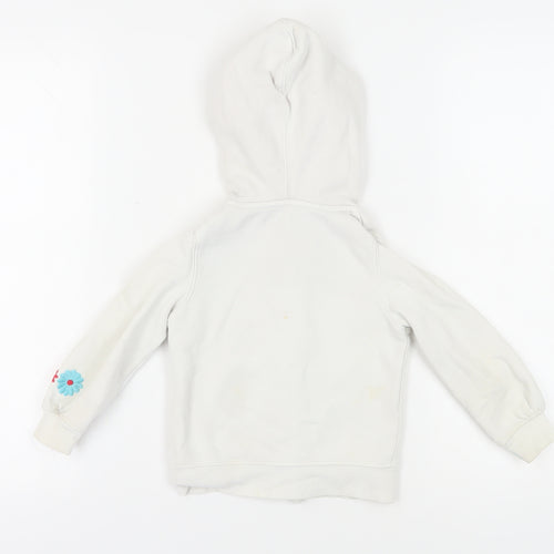 GAP Girls White Full Zip Embroidered Hoodie 4 Years