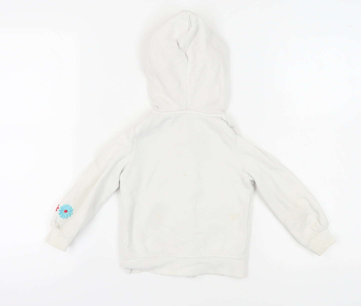 GAP Girls White Full Zip Embroidered Hoodie 4 Years