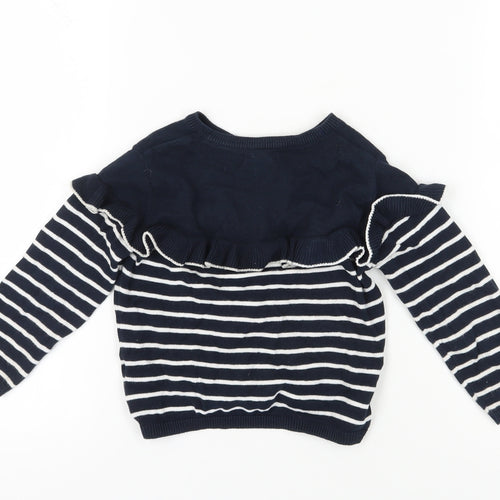 Next Girls Blue Striped Cardigan, 2-3 Years, Cotton Knit