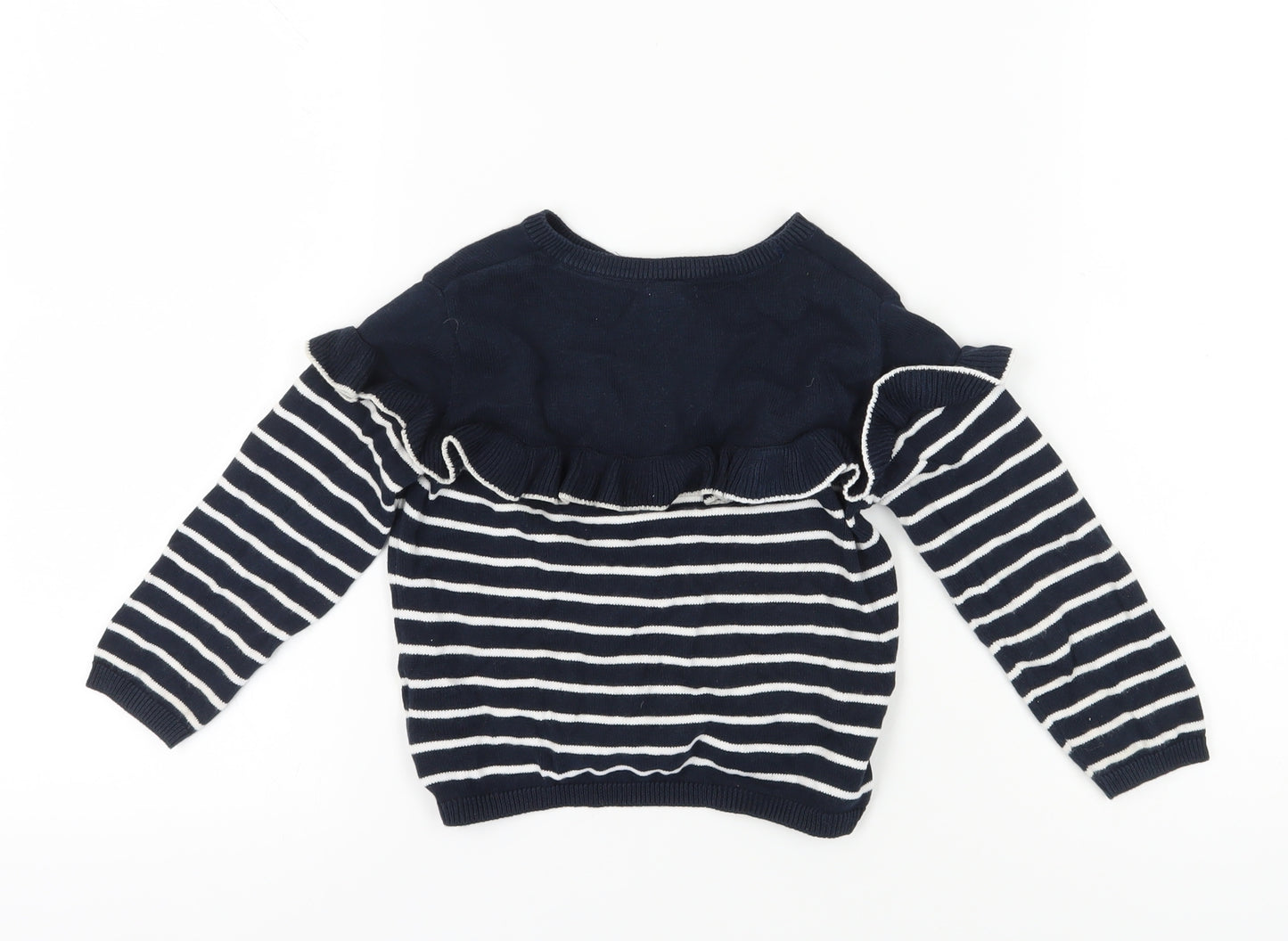 Next Girls Blue Striped Cardigan, 2-3 Years, Cotton Knit