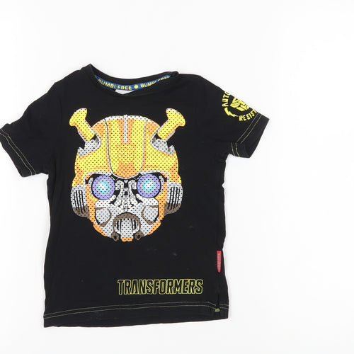Transformers Boys Black Graphic Print T-Shirt 4 Years