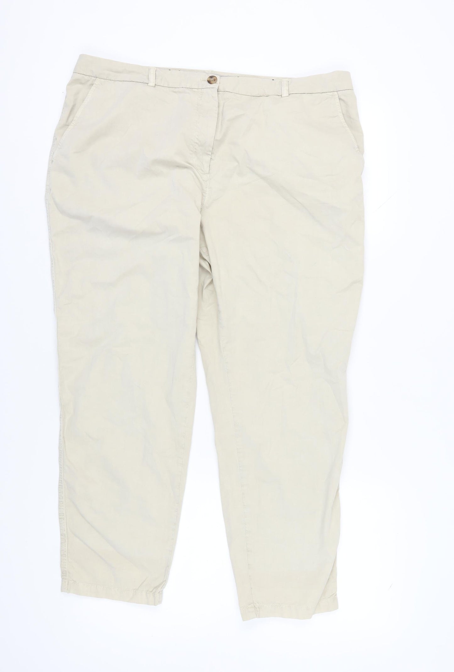 Marks and Spencer Women's Beige Chino Trousers - Size 18