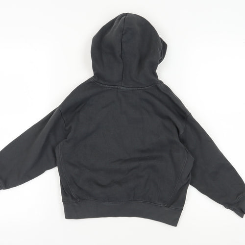 Zara Boys Black Pullover Hoodie, Size 7, Cotton Blend