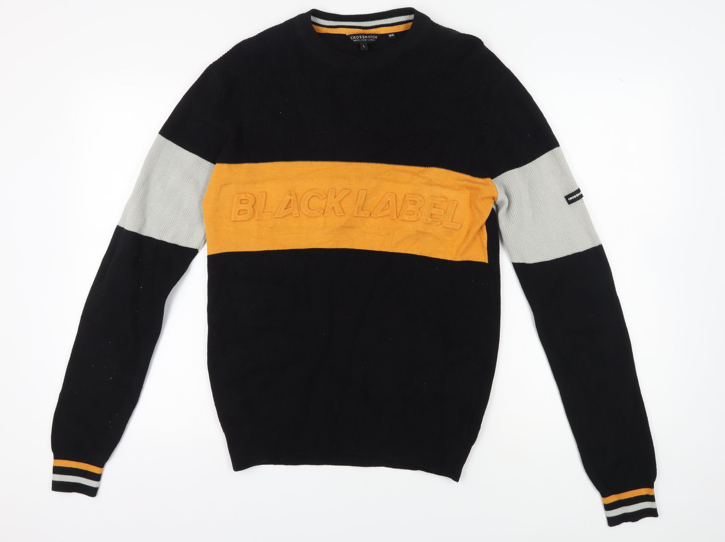 Crosshatch Men's Black Cotton Pullover Jumper L