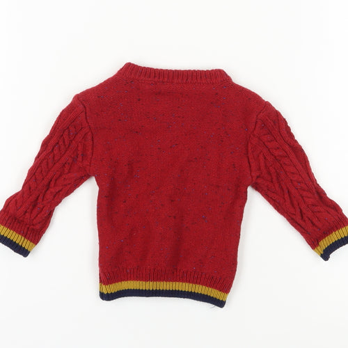 Next Unisex Red Cable Knit Jumper, 3-6 Months, Wool Blend Pullover