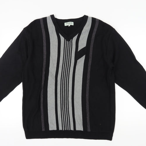 Greenwoods Men's Black V-Neck Pullover Jumper L