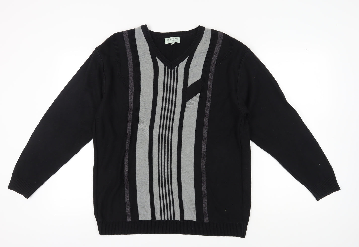 Greenwoods Men's Black V-Neck Pullover Jumper L
