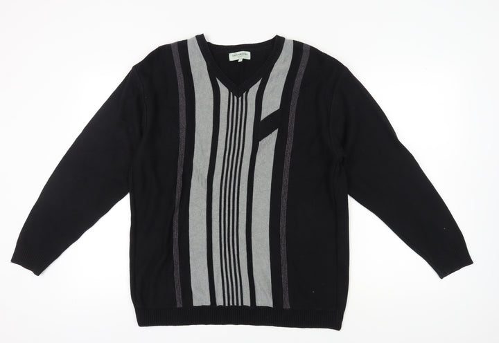Greenwoods Men's Black V-Neck Pullover Jumper L
