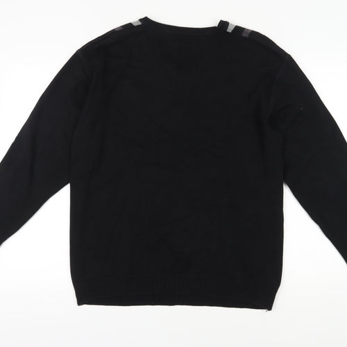 Greenwoods Men's Black V-Neck Pullover Jumper L