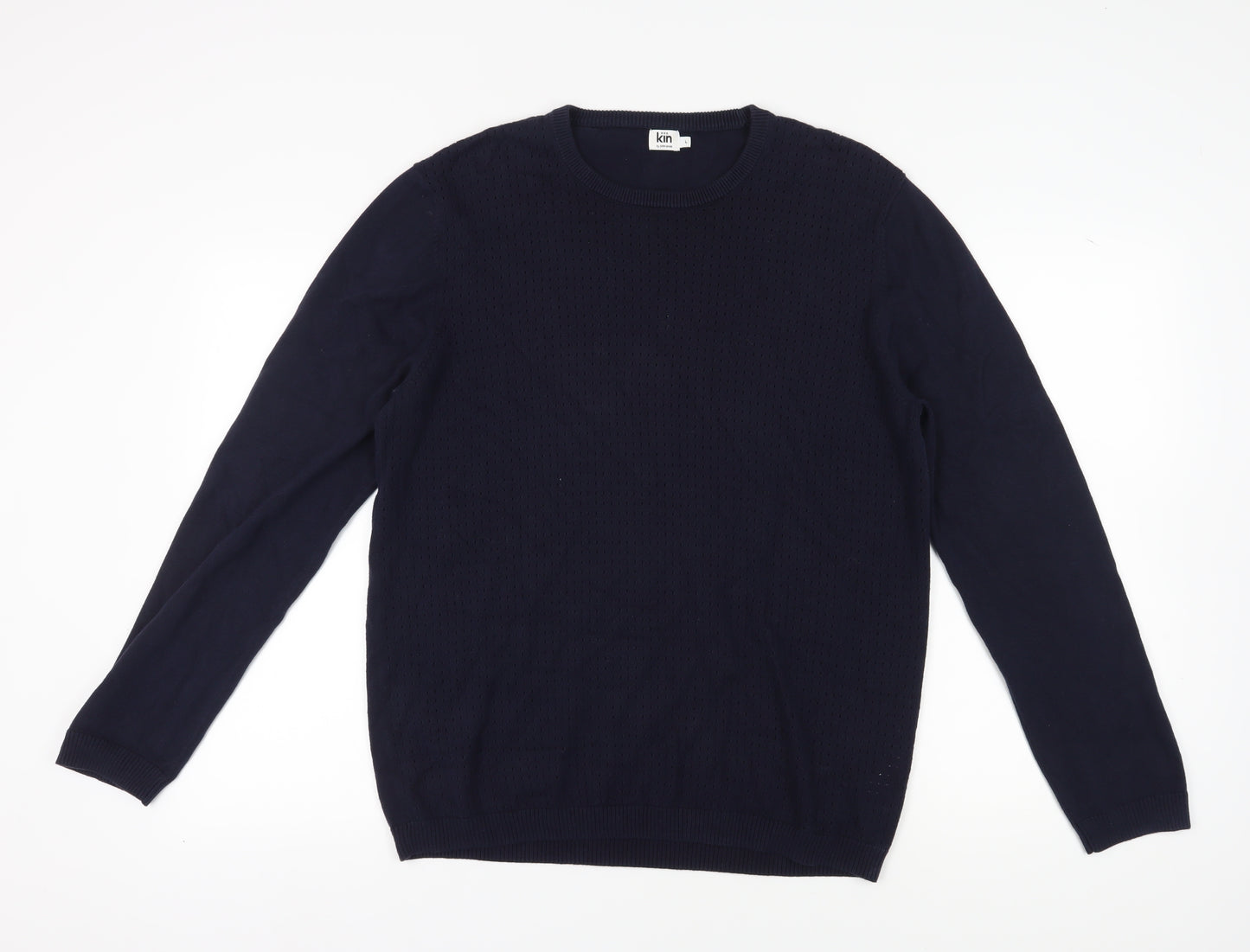 John Lewis Men's Blue Cotton Pullover Jumper L