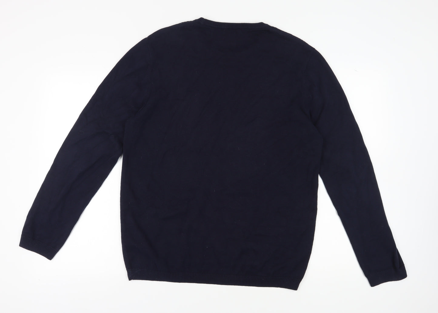 John Lewis Men's Blue Cotton Pullover Jumper L