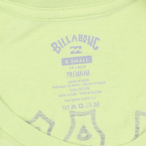 Billabong Men's Green XS T-Shirt, Logo, Crew Neck