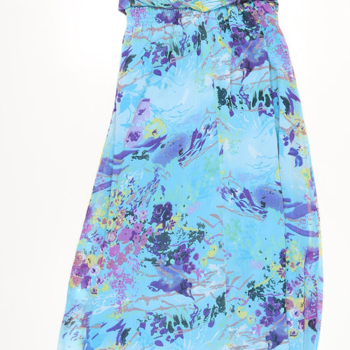M&Co Women's Blue Asymmetric Floral Dress 14