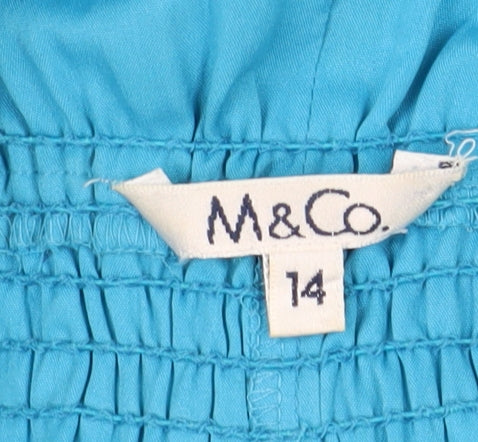 M&Co Women's Blue Asymmetric Floral Dress 14