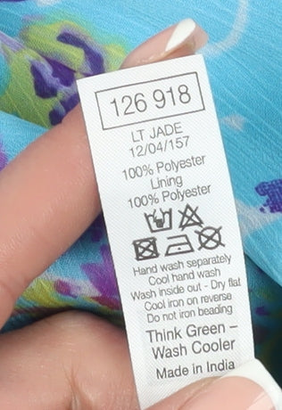 M&Co Women's Blue Asymmetric Floral Dress 14