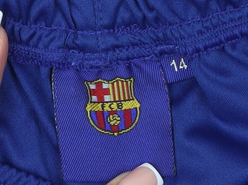 FC Barcelona Boys Blue Athletic Football Shorts Size 14