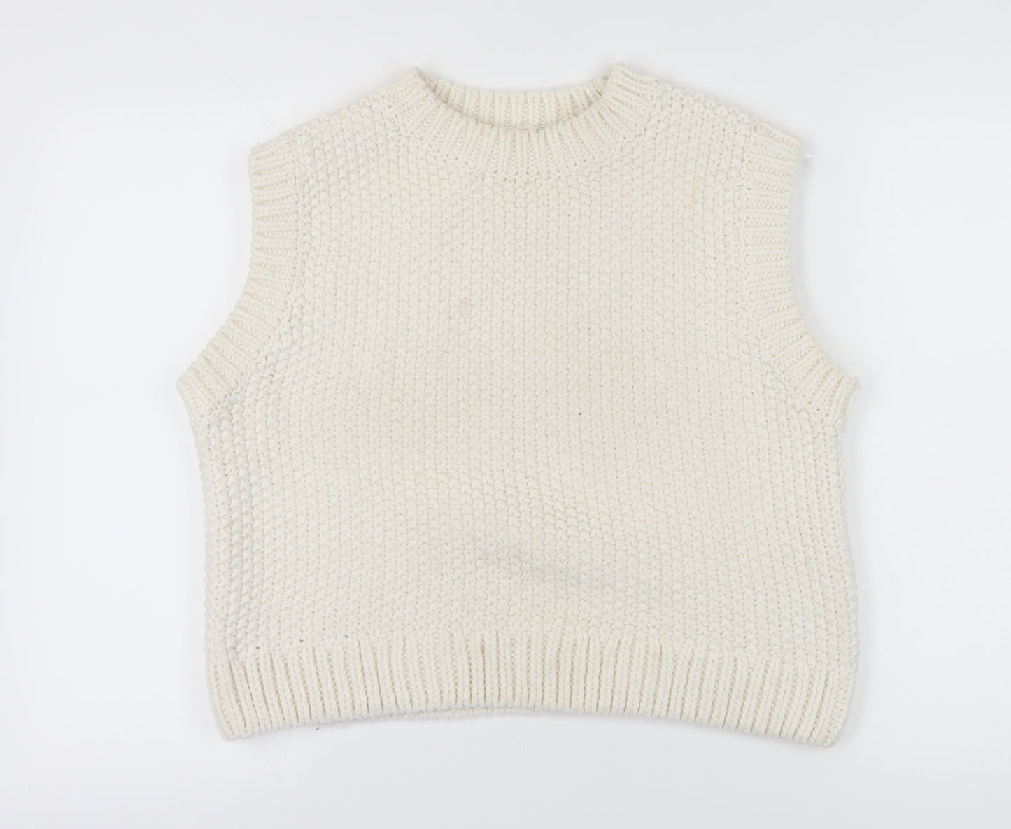 H&M Women's Ivory Chunky-Knit Vest Size L