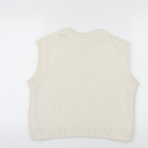 H&M Women's Ivory Chunky-Knit Vest Size L