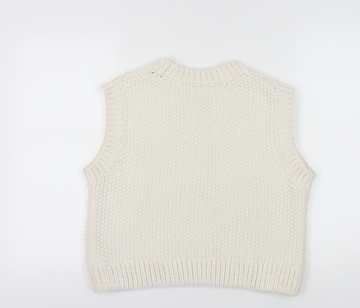 H&M Women's Ivory Chunky-Knit Vest Size L