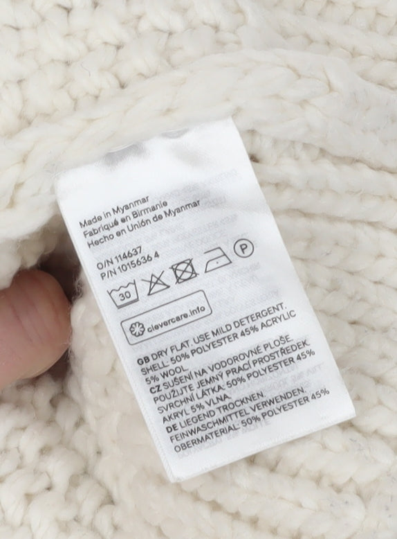 H&M Women's Ivory Chunky-Knit Vest Size L