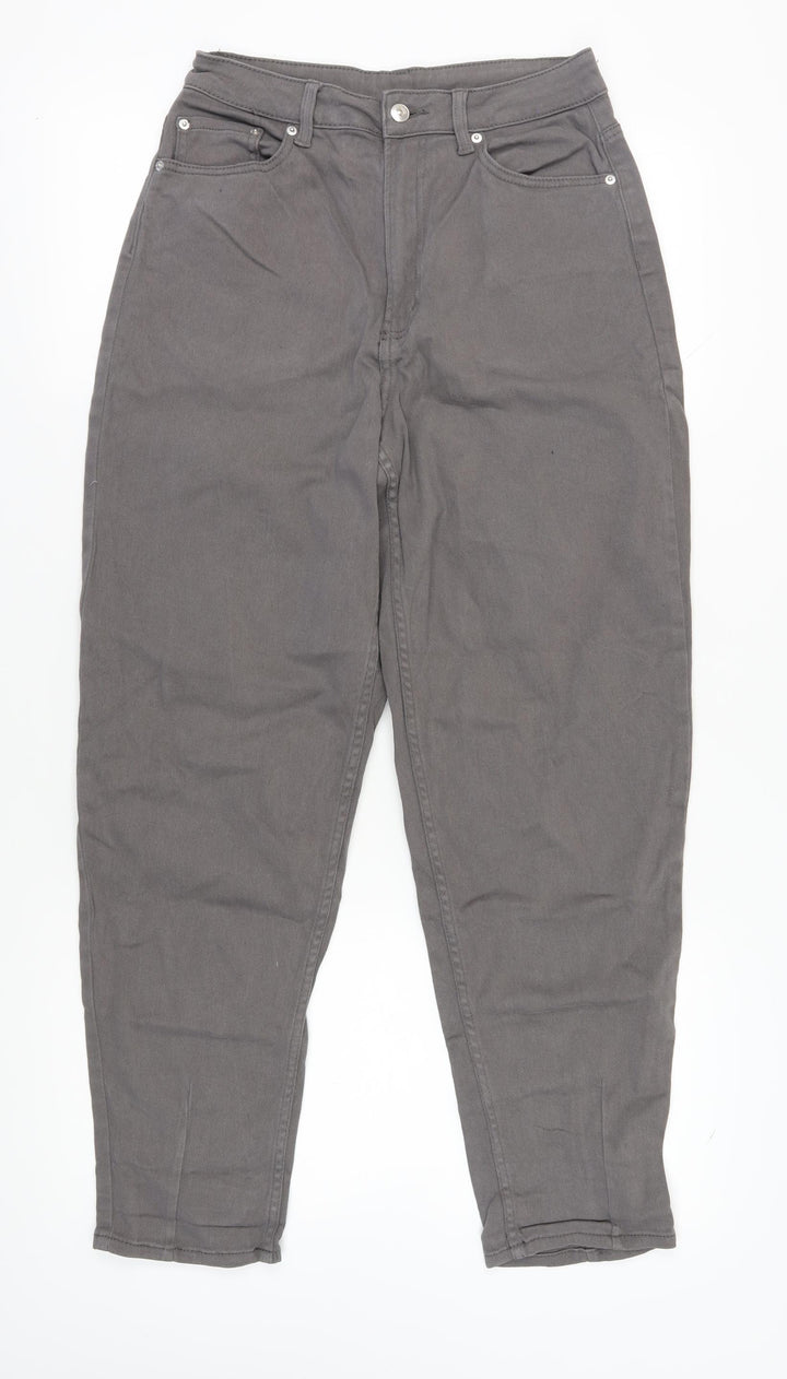 H&M Grey Women's Straight Jeans, Size 12, Comfortable Fit