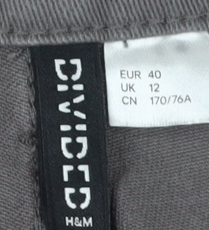 H&M Grey Women's Straight Jeans, Size 12, Comfortable Fit