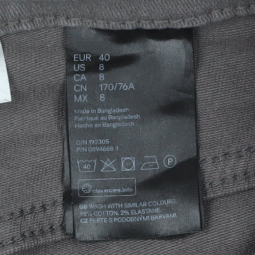 H&M Grey Women's Straight Jeans, Size 12, Comfortable Fit