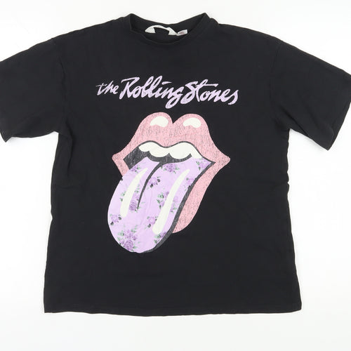 H&M Girls' Black Rolling Stones T-Shirt, Size 11-12 Years