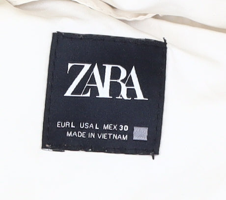 Zara Women's White Puffer Jacket, Size L, Hooded, Winter Casual