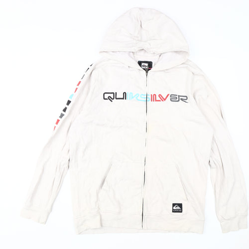 Quiksilver Men's White Full Zip Hoodie - L