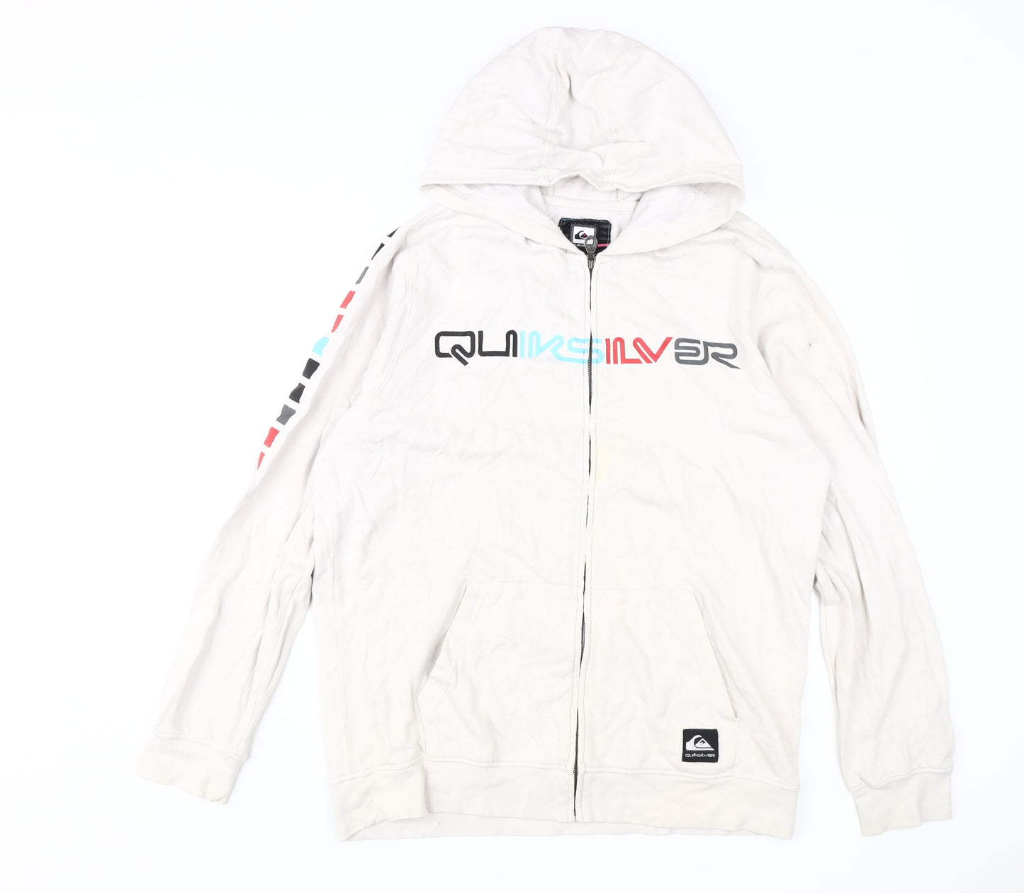 Quiksilver Men's White Full Zip Hoodie - L
